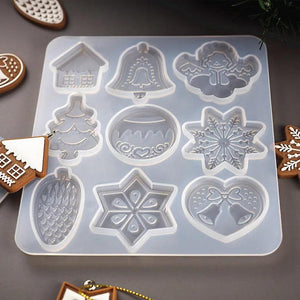 Christmas Bell Snowflake Elk Keychain Silicone Mold
