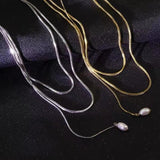 Stainless Steel Long Necklace for Women's Sweater