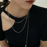Stainless Steel Long Necklace for Women's Sweater