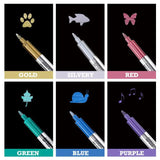 6pcs Metallic Waterproof Marker Pens Silver 2mm Resin Artist Drawing Pen