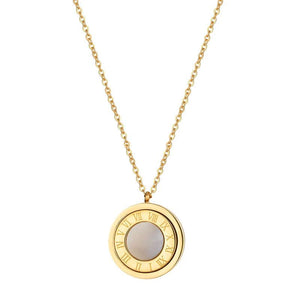 Acrylic & Shell Double Side Pendant Necklace Stainless Steel Plating Jewelry