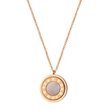 Acrylic & Shell Double Side Pendant Necklace Stainless Steel Plating Jewelry