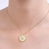Acrylic & Shell Double Side Pendant Necklace Stainless Steel Plating Jewelry