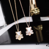 Heart Bear Pendant Necklace Rose Titanium Steel Jewelry Gift