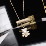 Heart Bear Pendant Necklace Rose Titanium Steel Jewelry Gift