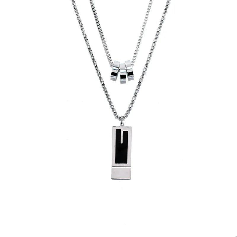 Stainless Steel Necklace for Women Square Pendant Non-fade