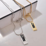 Stainless Steel Necklace for Women Square Pendant Non-fade