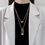 Stainless Steel Necklace for Women Square Pendant Non-fade