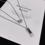 Stainless Steel Necklace for Women Square Pendant Non-fade