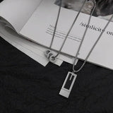 Stainless Steel Necklace for Women Square Pendant Non-fade