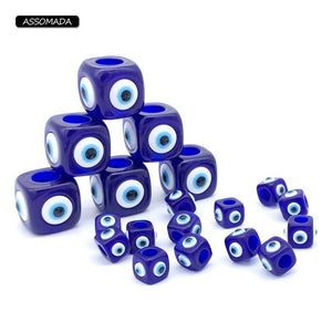 Square Evil Eye Beads Four Side Eyes DIY Pendant Key Chain Necklace