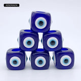 Square Evil Eye Beads Four Side Eyes DIY Pendant Key Chain Necklace