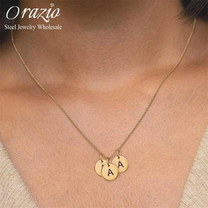 6mm Initial Letter Customized Name Necklace Stainless Steel Choker Women