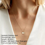 6mm Initial Letter Customized Name Necklace Stainless Steel Choker Women