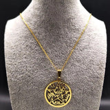 Tetragrammaton Pentagram Stainless Steel Necklace for Men Women