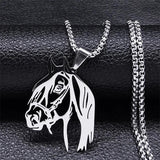 Horse Head Pendant Necklace Stainless Steel Silver Animal Necklaces