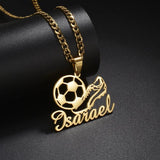 Acheerup Personalized Name Women Necklace Stainless Steel Football Pendant