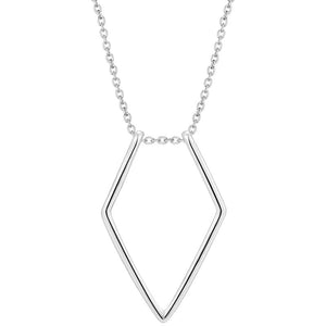 Geometric Ring Holder Necklace Silver Long