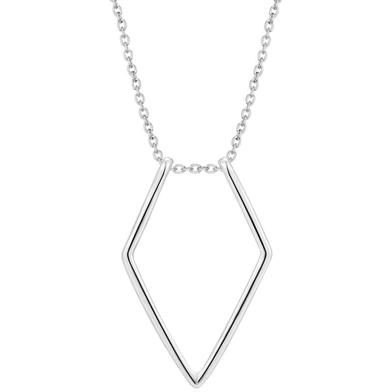 Geometric Ring Holder Necklace Silver Long
