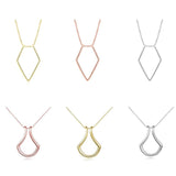 Geometric Ring Holder Necklace Silver Long
