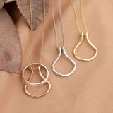 Geometric Ring Holder Necklace Silver Long