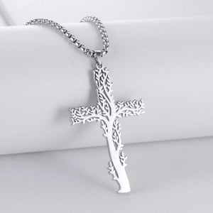 Tree of Life Pendant Necklace Stainless Steel Cross Necklace