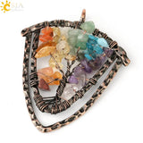 CSJA Natural Stone Pendant Necklace Men Tree of Life Vintage Crystal Jewelry