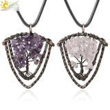 CSJA Natural Stone Pendant Necklace Men Tree of Life Vintage Crystal Jewelry