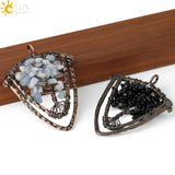 CSJA Natural Stone Pendant Necklace Men Tree of Life Vintage Crystal Jewelry