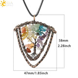 CSJA Natural Stone Pendant Necklace Men Tree of Life Vintage Crystal Jewelry