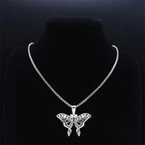 Stainless Steel Butterfly Moon Phase Necklace Statement Jewelry