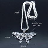 Stainless Steel Butterfly Moon Phase Necklace Statement Jewelry
