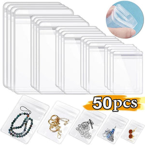 50PCS Anti-Oxidation Jewelry Storage Bags, Transparent Earring Organizer