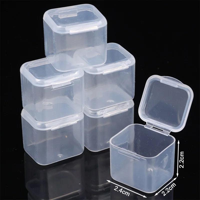 Cube Mini Storage Box Clear Beads Jewelry Container Case Plastic DIY Organizer