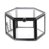 Hexagon Glass Ring Box Jewelry Organizer Holder