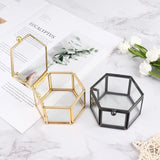 Hexagon Glass Ring Box Jewelry Organizer Holder