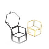 Hexagon Glass Ring Box Jewelry Organizer Holder