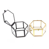 Hexagon Glass Ring Box Jewelry Organizer Holder