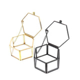 Hexagon Glass Ring Box Jewelry Organizer Holder