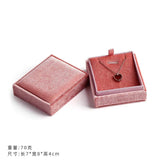 Vintage Velvet Pendant Necklace Box with Pink Ribbon