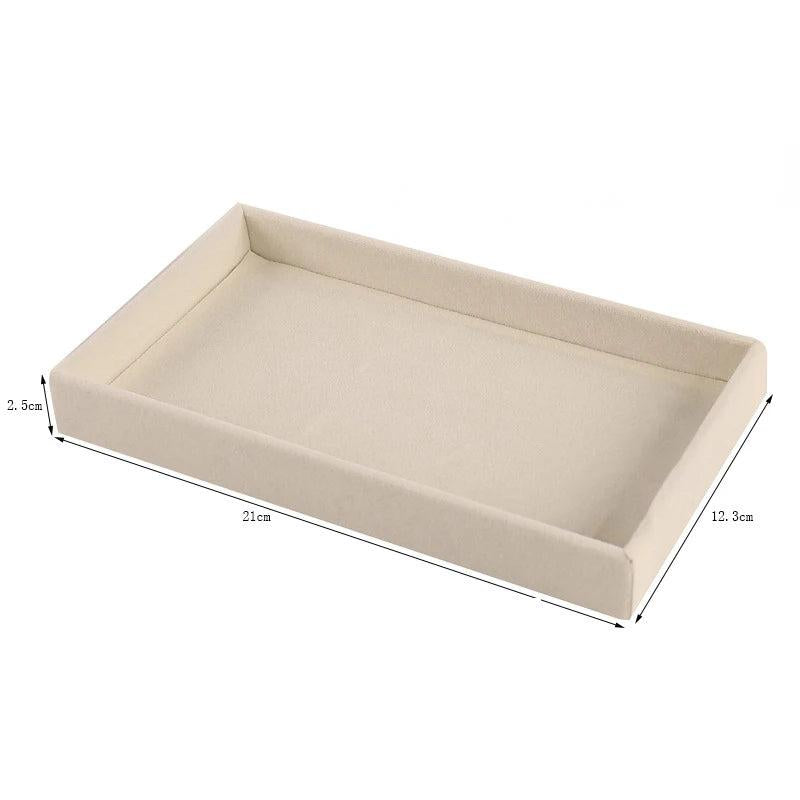 Velvet Jewelry Display Stackable Holder Portable Beige Box