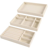 Velvet Jewelry Display Stackable Holder Portable Beige Box