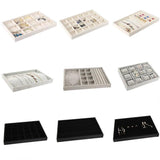 Velvet Jewelry Display Stackable Holder Portable Beige Box
