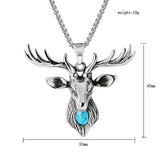 Deer Head Pendant Necklace Men Stainless Steel Punk Animal Charm Jewelry