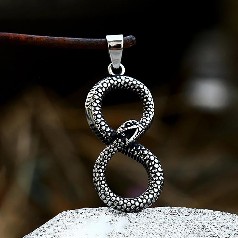 Vintage Snake Pendant Necklace for Men Stainless Steel Gothic Animal Biker