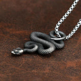 Vintage Snake Pendant Necklace for Men Stainless Steel Gothic Animal Biker