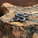 Vintage Snake Pendant Necklace for Men Stainless Steel Gothic Animal Biker