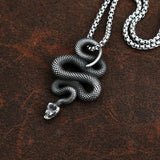 Vintage Snake Pendant Necklace for Men Stainless Steel Gothic Animal Biker