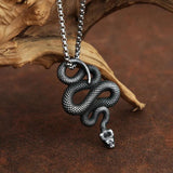 Vintage Snake Pendant Necklace for Men Stainless Steel Gothic Animal Biker
