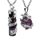 Dragon Wrapped Quartz Chakra Stone Pendant Necklace